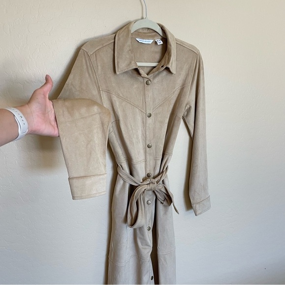 Denim & Co - Canyon Retreat Tan Suede Long Sleeve Dress - Picture 10 of 13